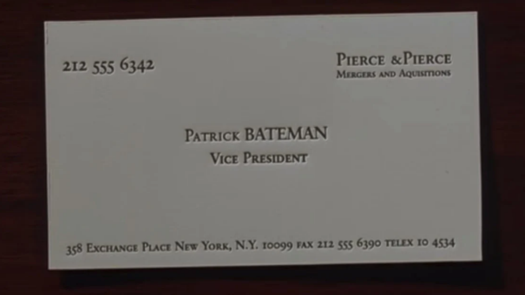 Patrick Bateman’s business card